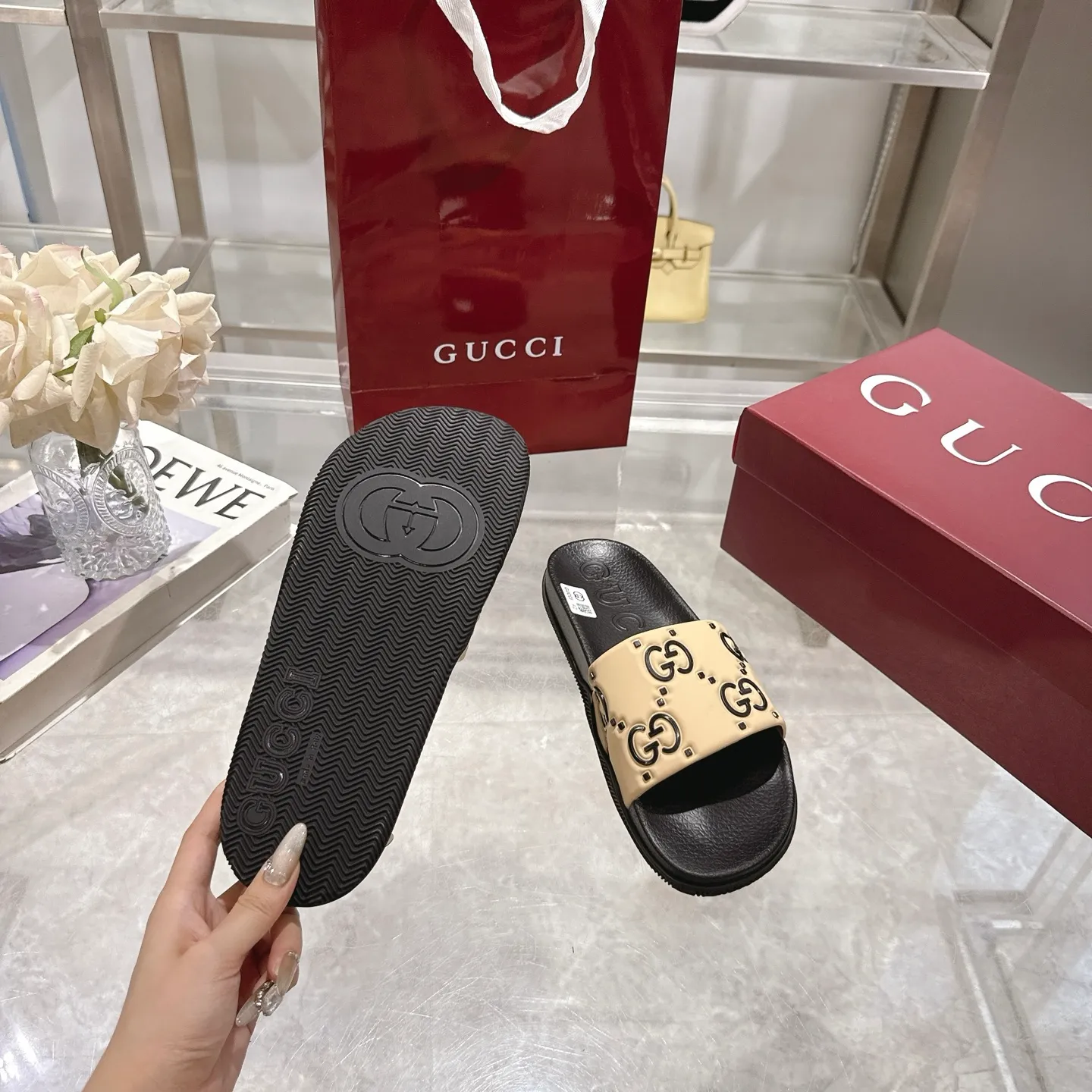 🅿️300💰 🌹Gucci official website Good Game slippers and sandals for men and women. In this special edition series, the acronym of the brand founder Guccio Gucci gives new meaning. In the gaming world, "GG" is a symbol of good sportsmanship and stands for "Good Game," which conveys the value system of the community. The modern acronym is a playful ode to the brand’s origins in the world of sports and leisure, illustrating how Gucci’s heritage continues to evolve. The parting greeting expresses the Gucci Good Game motto as the brand moves into new worlds, creating centers of play, self-expression, talent, freedom and individuality. Made with a rubber upper, these slippers are embellished with the collection's signature logo.  Rubber upper, unisex, G logo embossed, molded footbed, rubber sole, flat, made in Italy, sizes 36 to 46